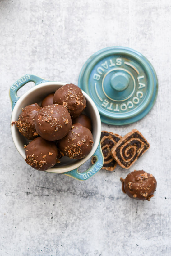 Chocolate Covered Banana Date Swirls Energy Balls
